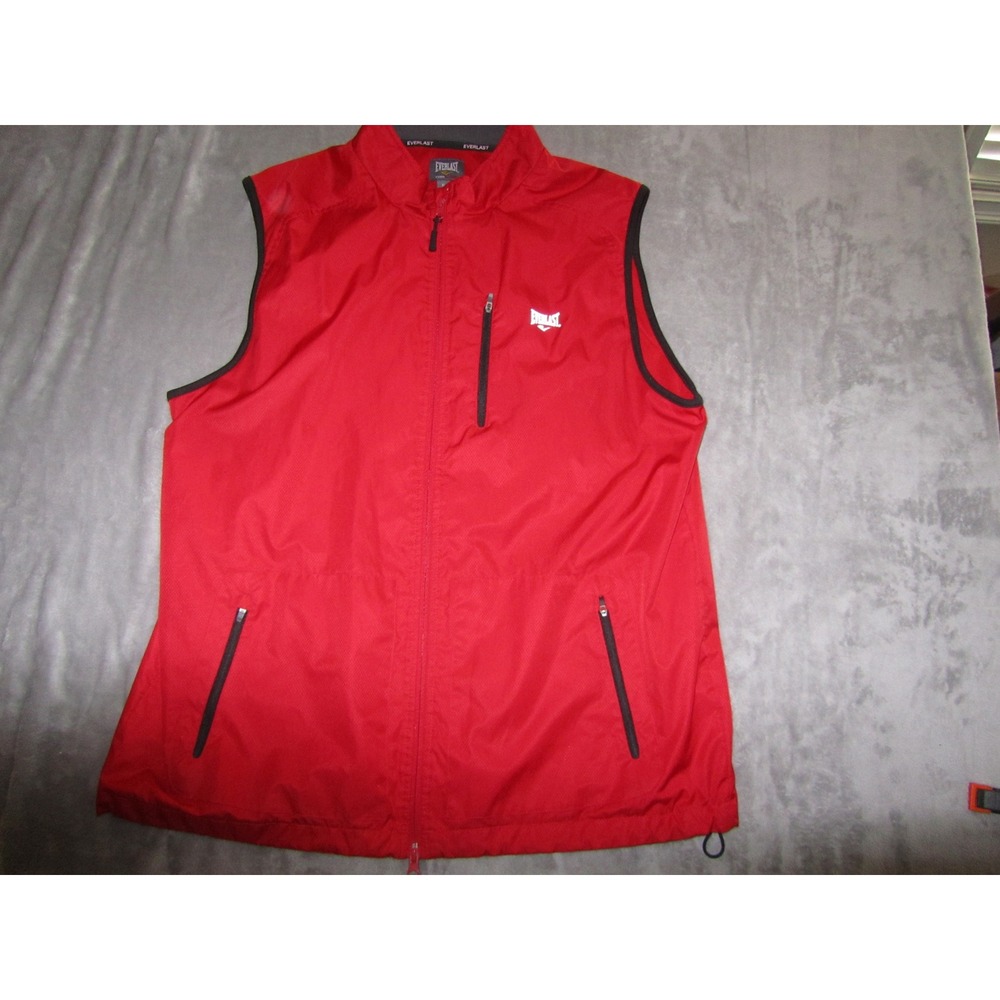 Everlast EverWarm Mens XL Red Zip Athletic Vest‎ Sleeveless Jacket Mesh Lined